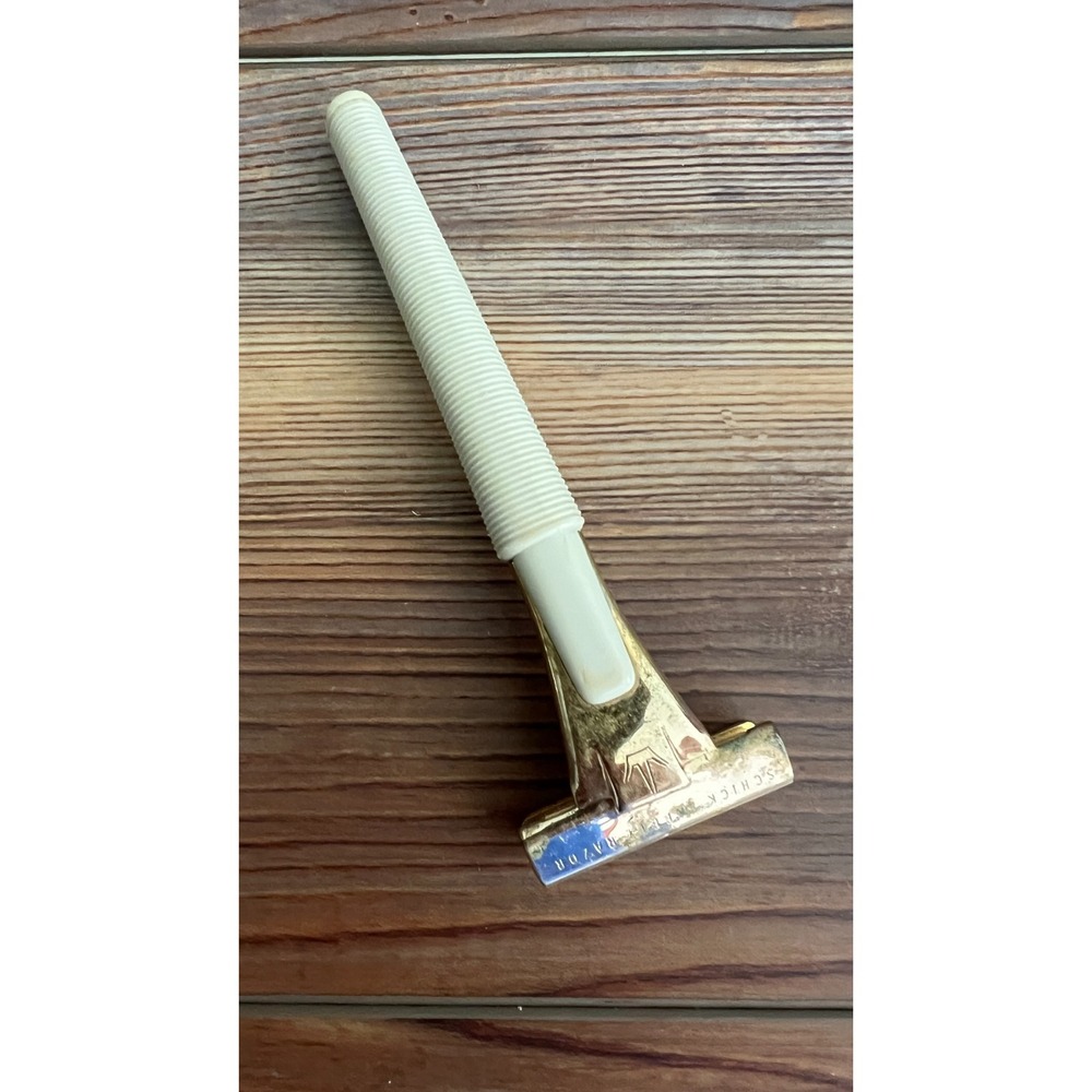 Vintage Schick Eversharp Injector Razor Type J Crown Cream Gold Made in USA